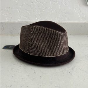 Dasmarca Brown Tweed Fedora Hat with Thin Trim